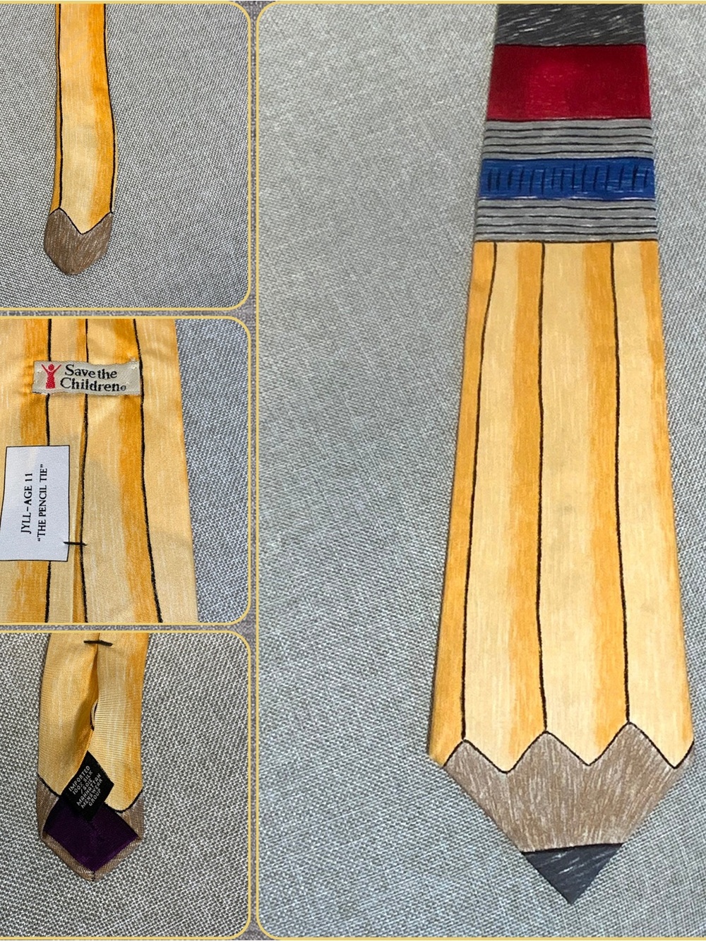 Save The Children Pencil Teacher Novelty Silk Tie